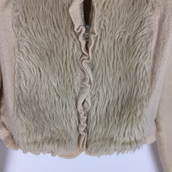 Anthropologie Icing Age Crop Fur Wool Zip Jacket - Picture 3 of 8